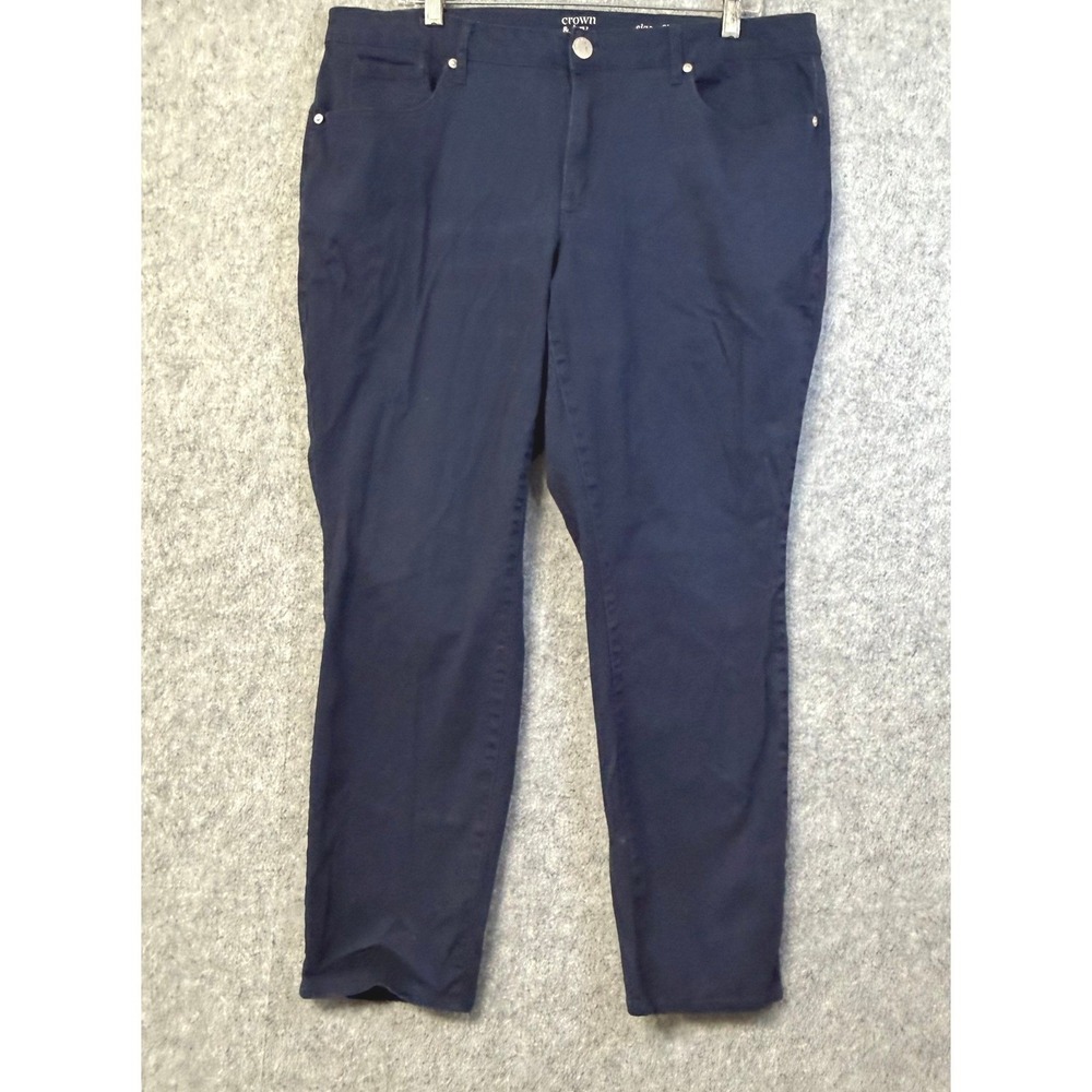 Crown & Ivy Curvy Navy Blue Ankle Pants Womens Plus 18W Slim Leg Five Pocket